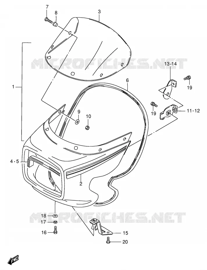 CARENAGE TETE DE FOURCHE (GS125ESM/ESR) Suzuki MOTO 125 GS 1982  GS125EZ(E1)