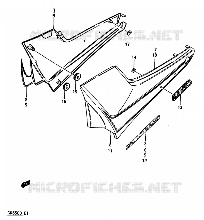 CARENAGES ARRIERE  (GR650XD) Suzuki MOTO 650 TEMPTER 1984  GR650E(D/E)