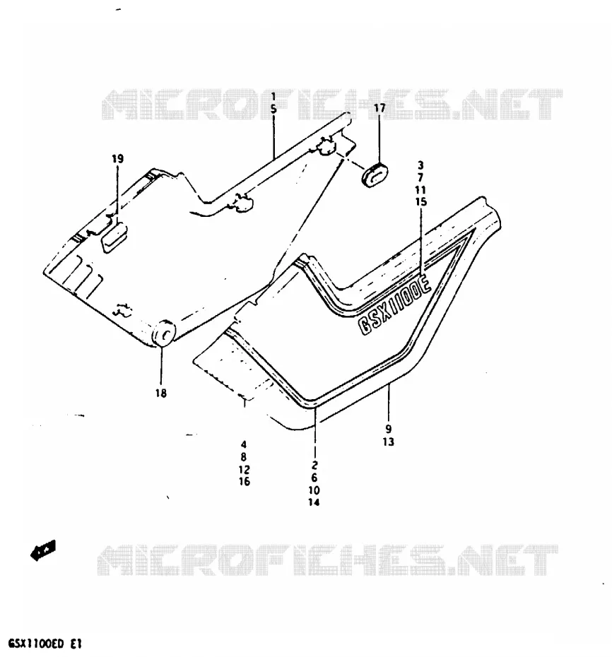 CARENAGES ARRIERE  (GSX1100ED) Suzuki MOTO 1100 GSX-E 1982  GSX1100EZ(Z/D)