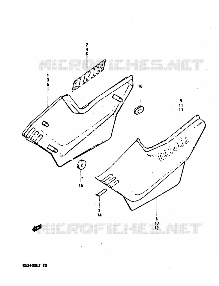 CARENAGES ARRIERE  (GSX400SZ E2, E4) Suzuki MOTO 400 GSX 1982  GSX400EZ