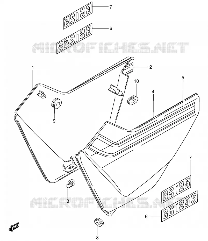 CARENAGES ARRIERE  (MODELE D) Suzuki MOTO 125 GS 1982  GS125EEZ(E1)