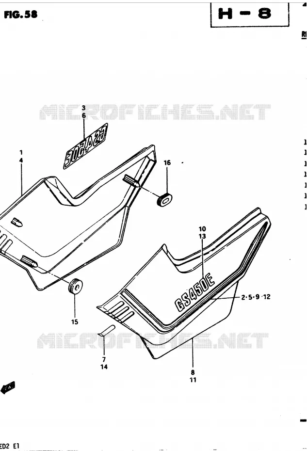 CARENAGES ARRIERE  (MODELE D) Suzuki MOTO 450 GS 1982  GS450Z(2/Z/D)