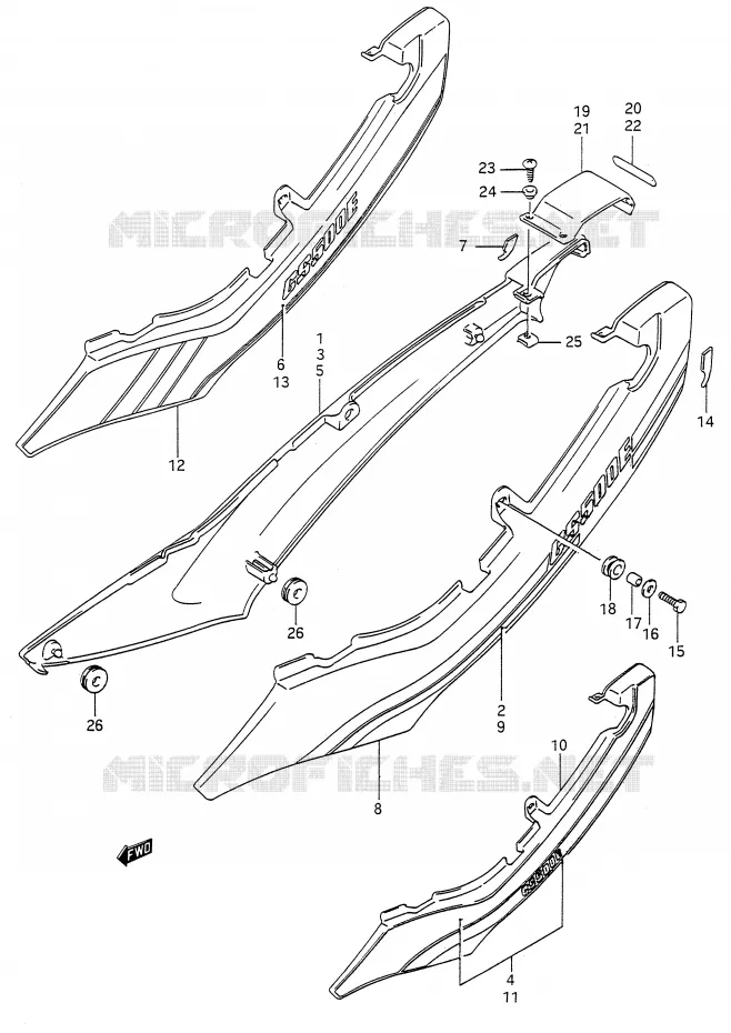 CARENAGES ARRIERE  (MODELE K/L/M) Suzuki MOTO 500 GS-E 1995  GS500EUS(E28)