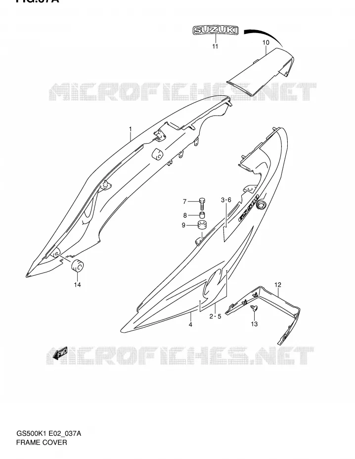 CARENAGES ARRIERE  (MODELE K2) Suzuki MOTO 500 GS-E 2001  GS500HK1(E2)