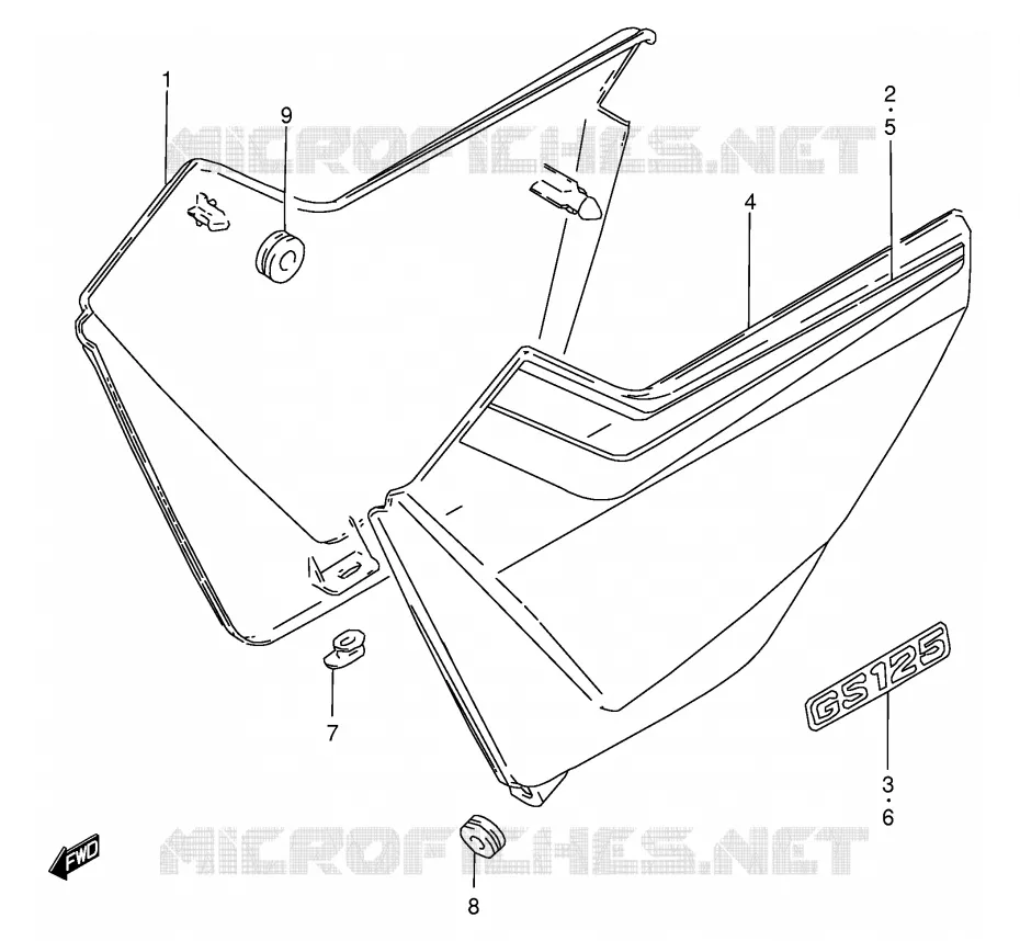 CARENAGES ARRIERE  (MODELE M/R) Suzuki MOTO 125 GS 1994  GS125UR(E1)