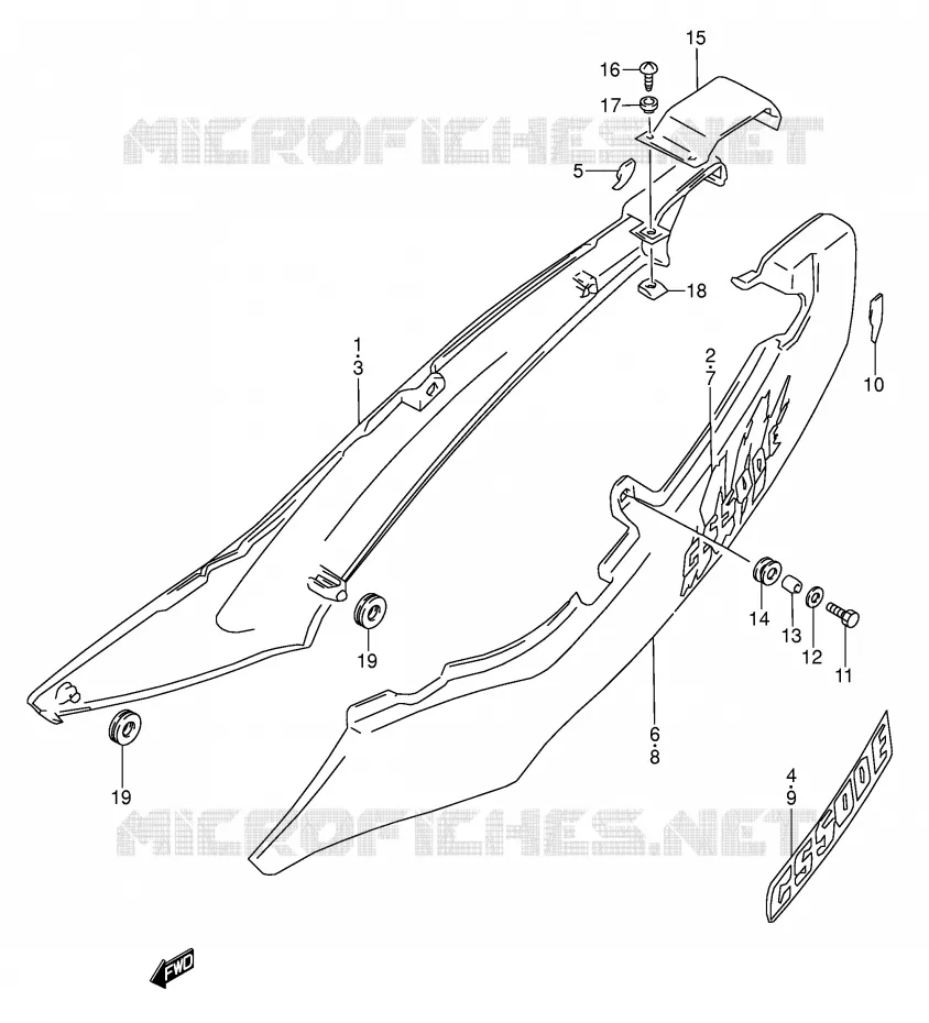 CARENAGES ARRIERE  (MODELE R/S/T) Suzuki MOTO 500 GS-E 1993  GS500EUP(E2)