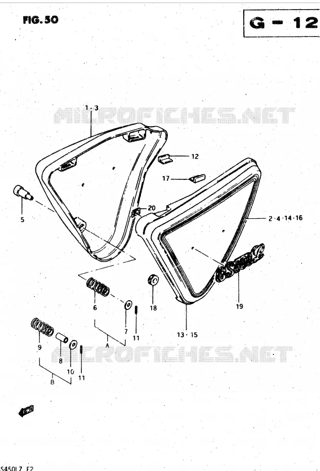 CARENAGES ARRIERE  (MODELE T) Suzuki MOTO 450 GS-L 1996  GS450LT(E2)