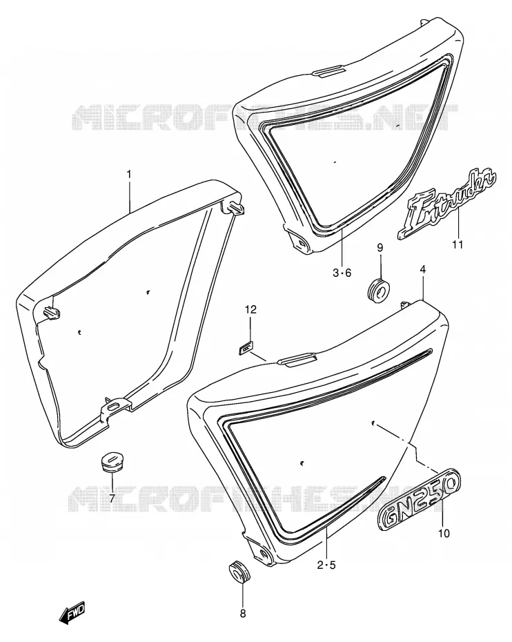 CARENAGES ARRIERE  (MODELE T/W) Suzuki MOTO 250 GN 1996  GN250ET(E2)
