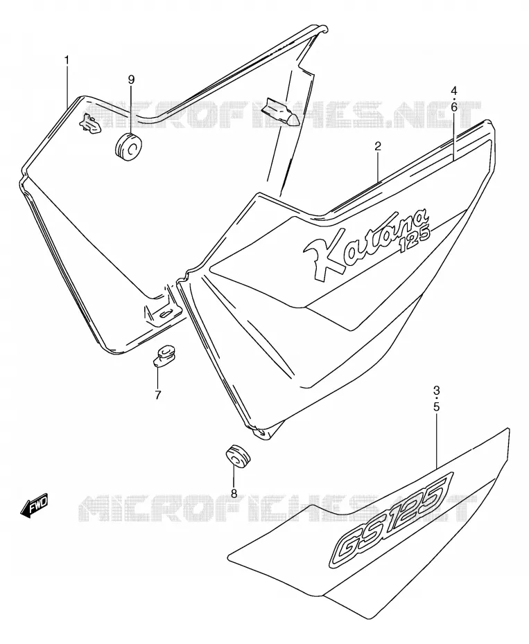 CARENAGES ARRIERE  (MODELE X) Suzuki MOTO 125 GS 2000  GS125UY(E71)