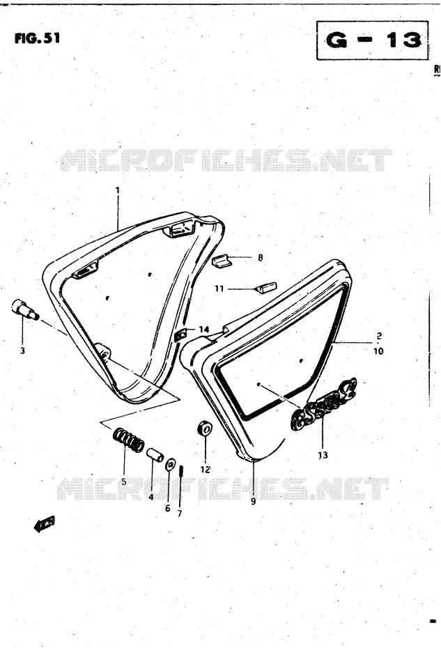 CARENAGES ARRIERE  (MODELE X) Suzuki MOTO 450 GS-L 1999  GS450LX(E2)