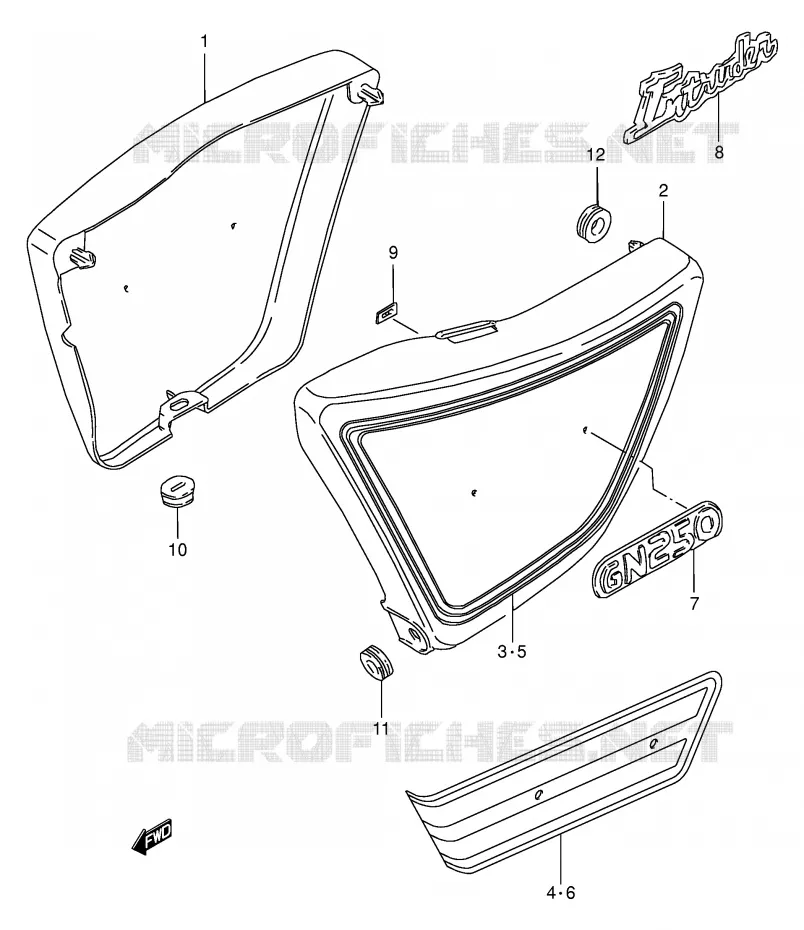 CARENAGES ARRIERE  (MODELE X/Y) Suzuki MOTO 250 GN 2001  GN250EK1(E2)
