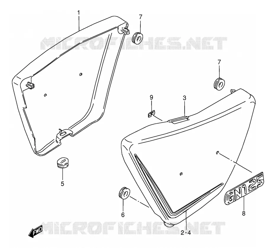 CARENAGES ARRIERE  (MODELE Z) Suzuki MOTO 125 GN 1994  GN125R(E1)
