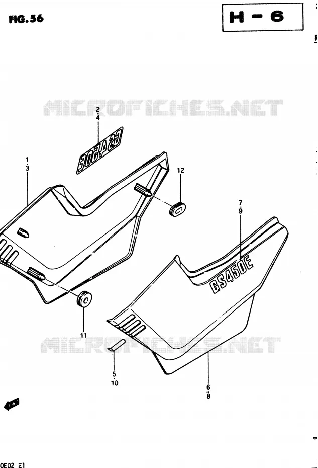 CARENAGES ARRIERE  (MODELE Z) Suzuki MOTO 450 GS 1982  GS4502(2/Z/D)