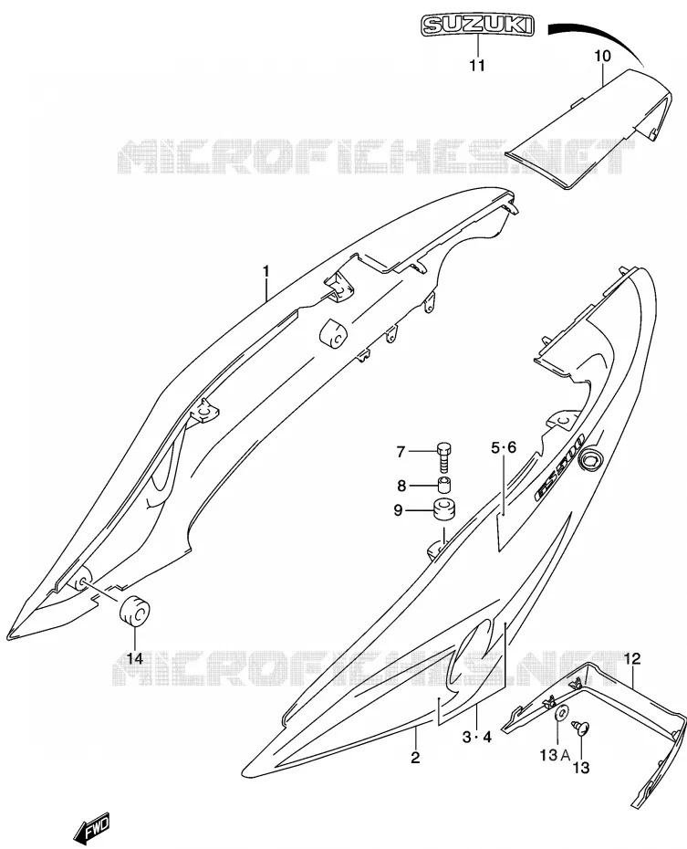 CARENAGES ARRIERE Suzuki MOTO 500 GS-E 2003  GS500UK3(P19)