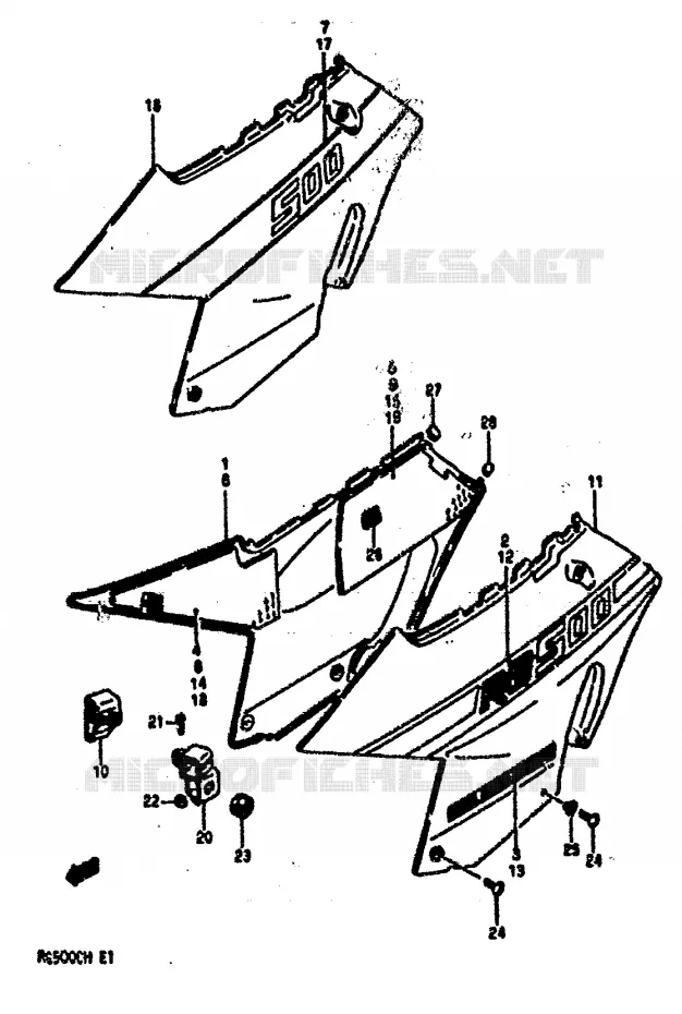 CARENAGES ARRIERE Suzuki MOTO 500 RG 1986  RG500G(E1)
