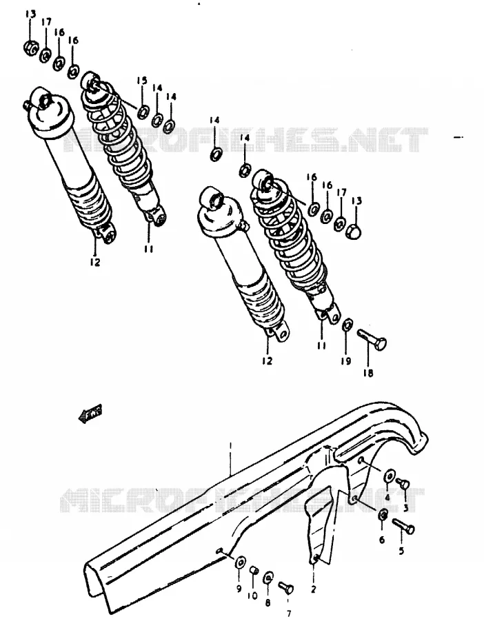 CARTER DE CHAINE - AMORTISSEUR ARRIERE Suzuki MOTO 1000 GS 1979  GS1000N(C/N)