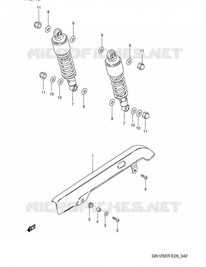 CARTER DE CHAINE - AMORTISSEUR ARRIERE Suzuki MOTO 125 GN 1994  GN125ER(E28)