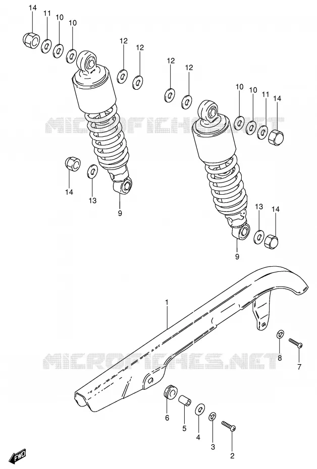 CARTER DE CHAINE - AMORTISSEUR ARRIERE Suzuki MOTO 250 GN 1992  GN250N(E2)