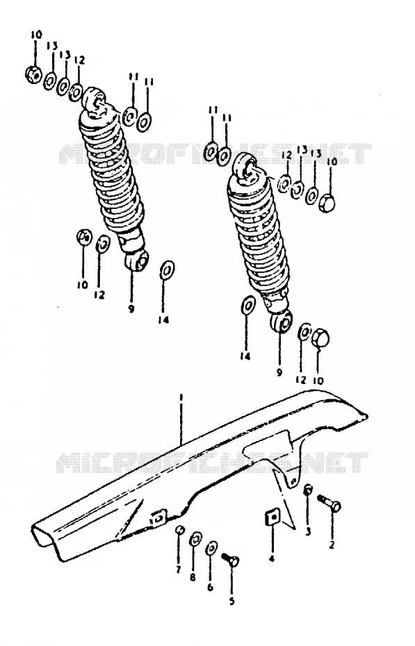 CARTER DE CHAINE - AMORTISSEUR ARRIERE Suzuki MOTO 250 GS 1999  GS250TX(T/X)