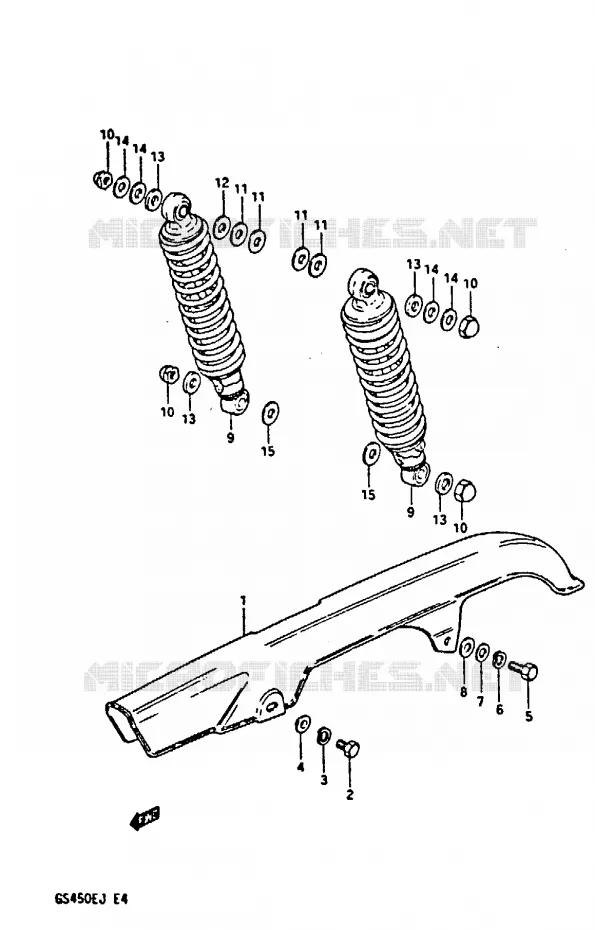 CARTER DE CHAINE - AMORTISSEUR ARRIERE Suzuki MOTO 450 GS-E 1986  GS450EG(E/F/G/H/J)