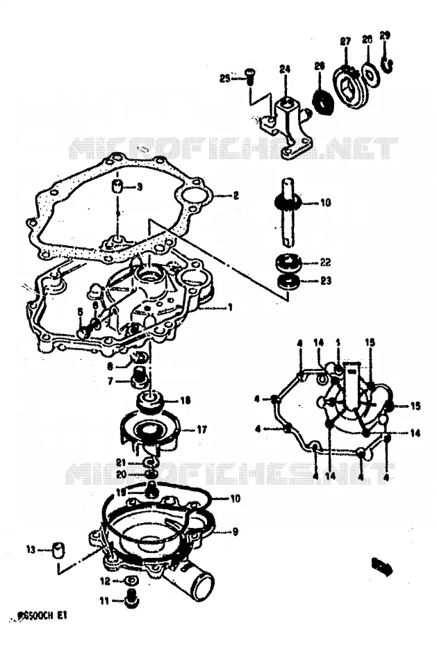 CARTER INFERIEUR - POMPE A EAU Suzuki MOTO 500 RG 1987  RG500CH(E1)
