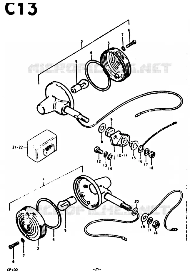 CLIGNOTANTS (C, N) Suzuki MOTO 100 GP 1992  GP100UN(C/N)
