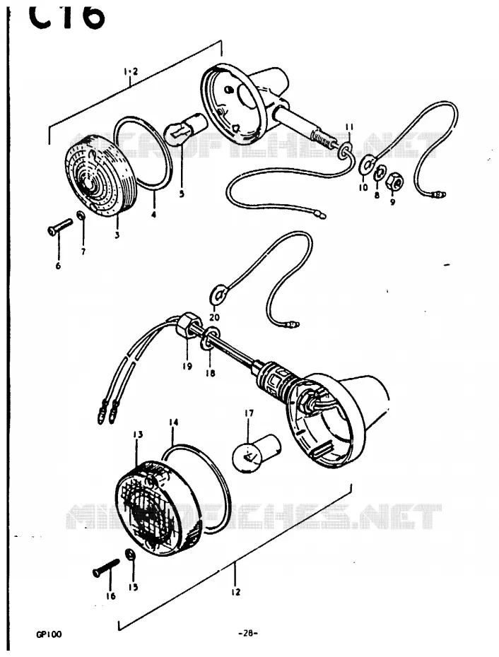 CLIGNOTANTS (E14) Suzuki MOTO 100 GP 1978  GP100C(C/N)