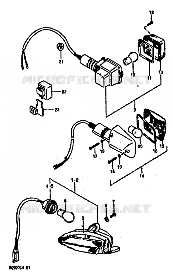 CLIGNOTANTS (E1,E4,E6,E24) Suzuki MOTO 500 GS-E 1990  GS500EL(E1)