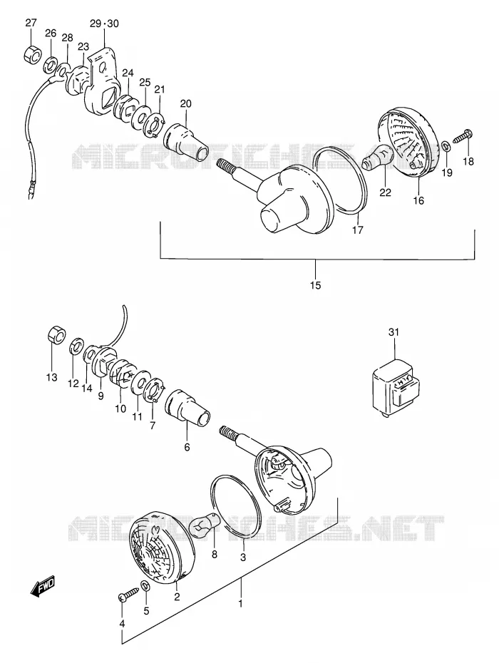 CLIGNOTANTS (E1,P95,MODELE M E24) Suzuki MOTO 250 GN 1992  GN250N(E2)