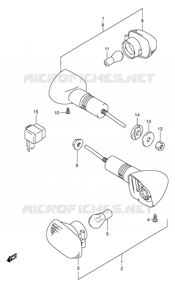 CLIGNOTANTS (E24) Suzuki MOTO 500 GS-E 2001  GS500UK1(E2)