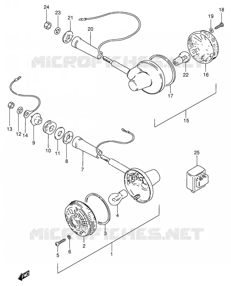 CLIGNOTANTS (E25,E39) Suzuki MOTO 250 GN 1991  GN250M(E2)