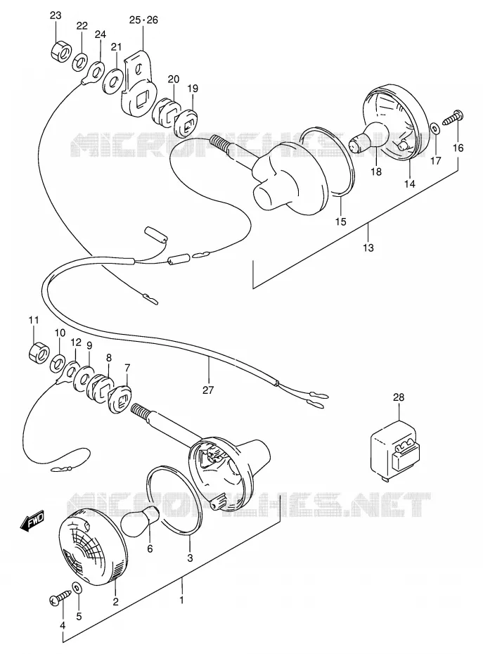 CLIGNOTANTS (E2,E4,E34,E53,MODELE N/P/R E24) Suzuki MOTO 250 GN 1985  GN250F(E2)