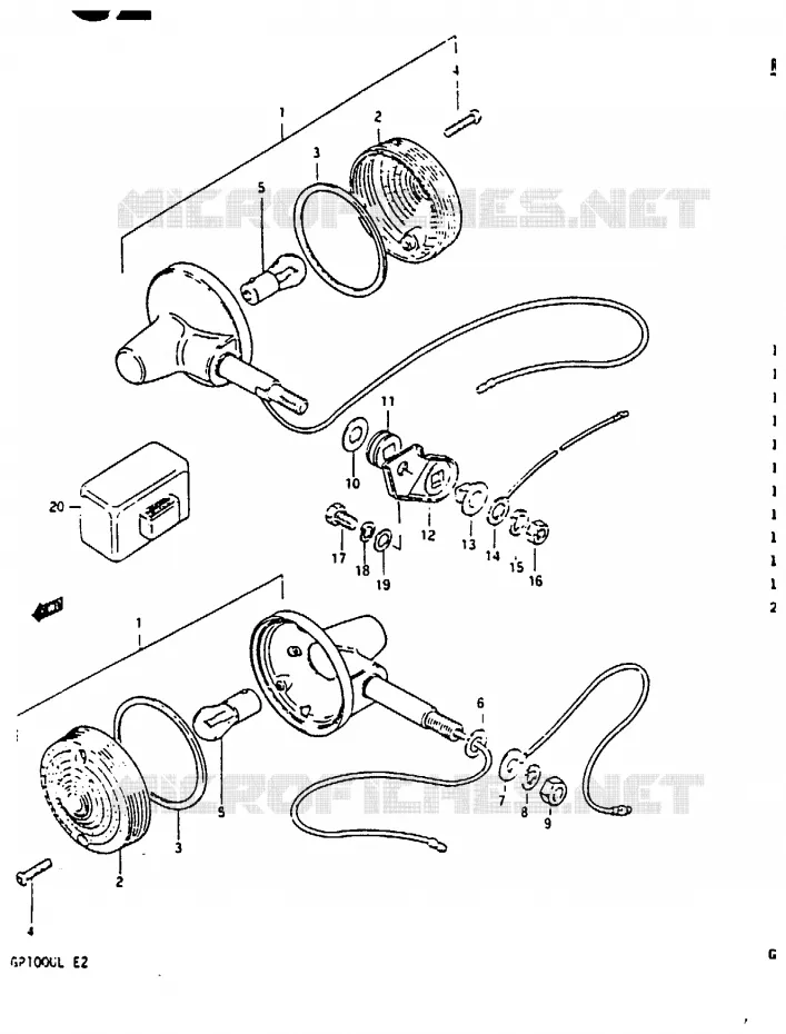 CLIGNOTANTS (GP100UD/UL E2 F.NO. 107351-) Suzuki MOTO 100 GP 1983  GP100UD(X/D/L)