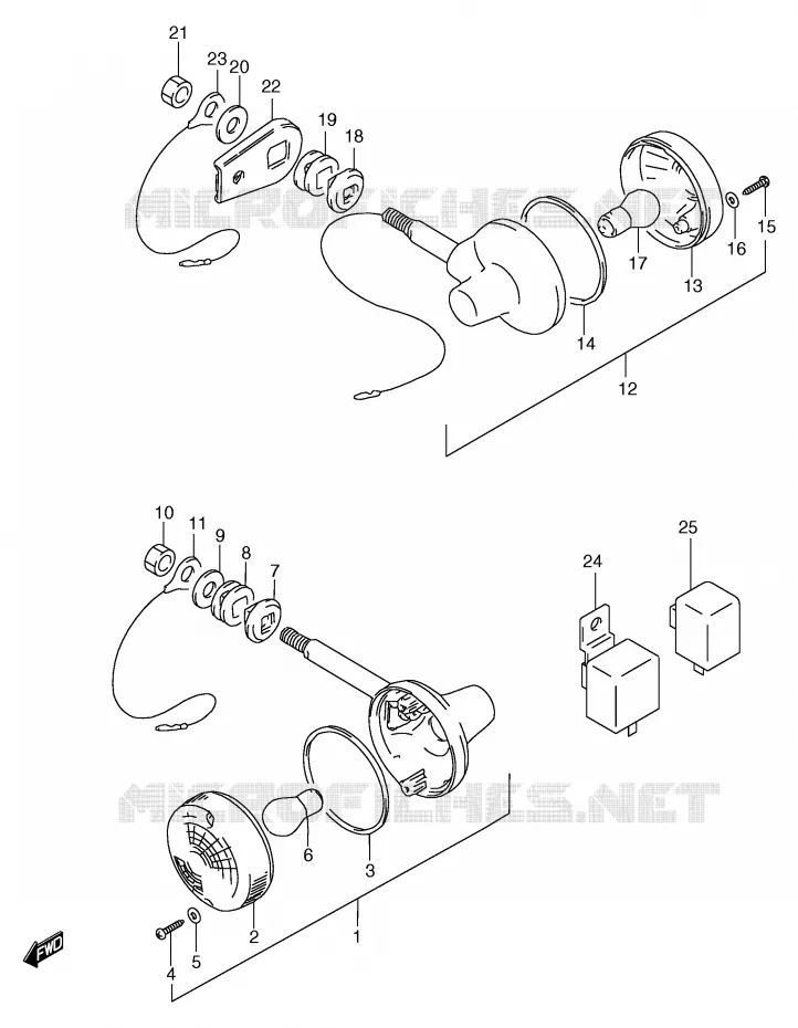 CLIGNOTANTS (GS125ESX E2,GS125SX/SY,GS125SUX/SUY) Suzuki MOTO 125 GS 2000  GS125SY(E71)