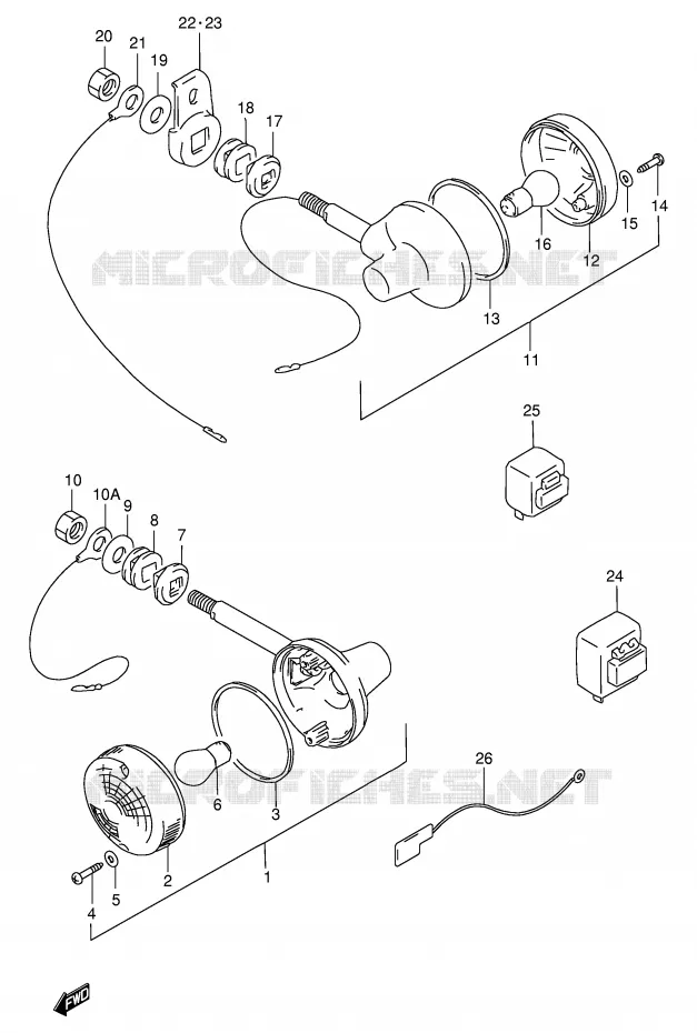 CLIGNOTANTS (MODEL T/W/X E2,E4,E22,E24,E34,E71) Suzuki MOTO 250 GN 1996  GN250T(E2)
