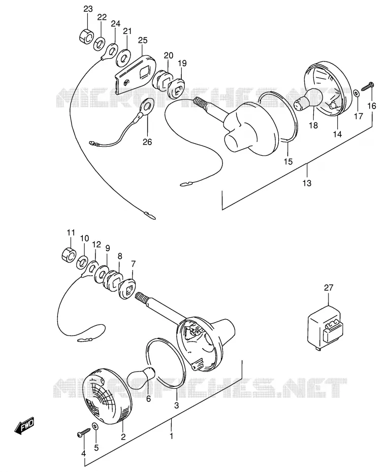CLIGNOTANTS (MODELE K/M/R E2) Suzuki MOTO 125 GS 1985  GS125ESF(E1)