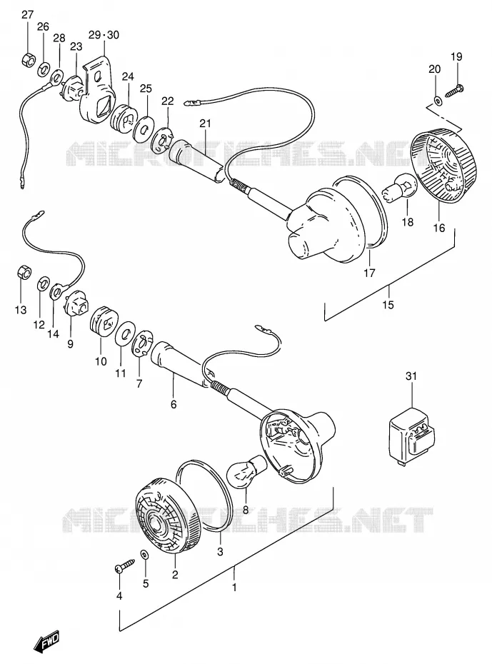 CLIGNOTANTS (MODELE N/R E30) Suzuki MOTO 125 GN 1991  GN125EM(E1)