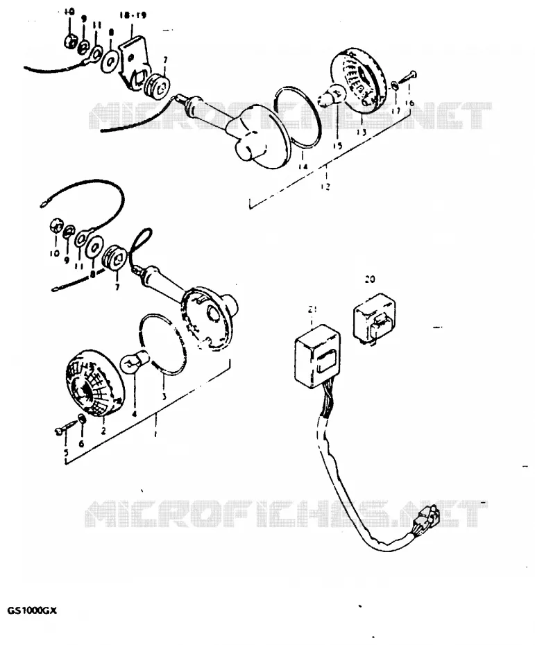CLIGNOTANTS (MODELE T : E2, E4, E17, E34) Suzuki MOTO 1000 GS 1981  GS1000GX(X/T)