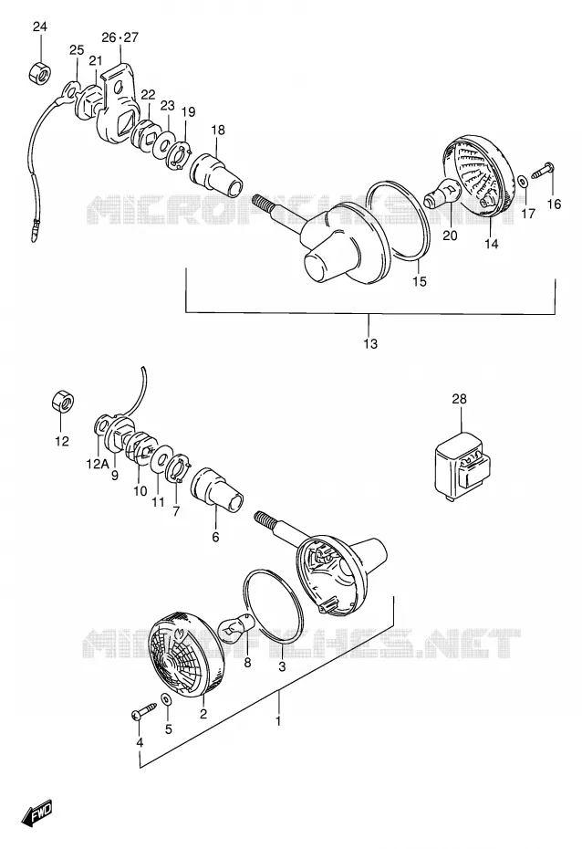 CLIGNOTANTS (MODELE T/W/X E1,P37) Suzuki MOTO 250 GN 2001  GN250EK1(E2)