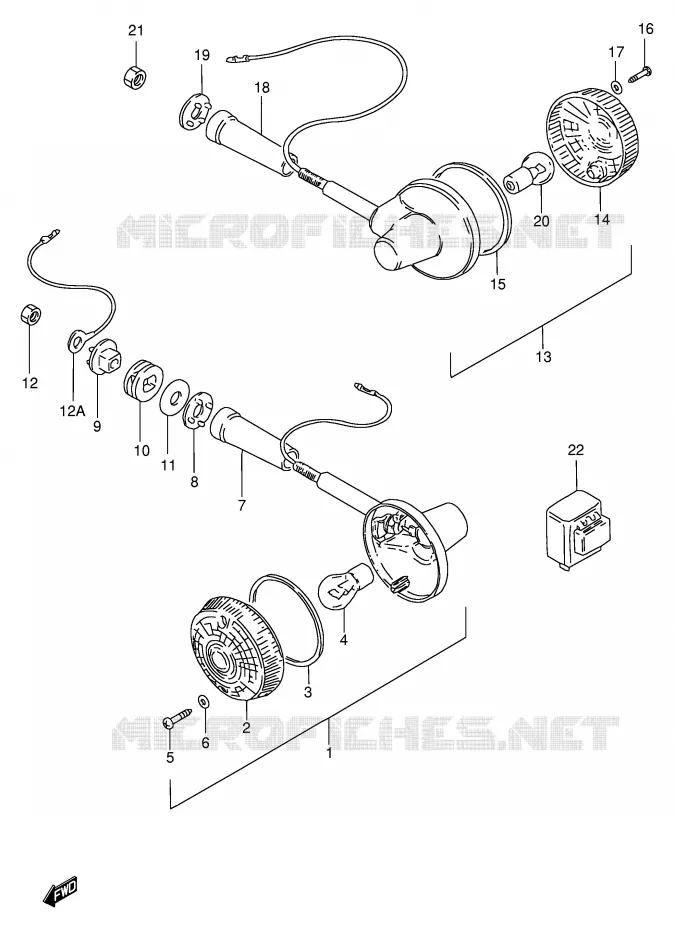 CLIGNOTANTS (MODELE T/W/X E25,E39,E54) Suzuki MOTO 250 GN 2000  GN250Y(E2)