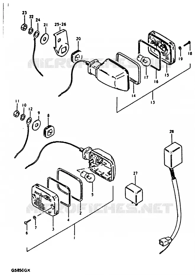 CLIGNOTANTS (MODELE X : E2) Suzuki MOTO 850 GS 1981  GS850GX(T/X)