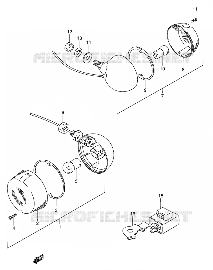 CLIGNOTANTS (MODELE X/Z E2) Suzuki SCOOTER 50 FZ 1999  FZ50X(E1)