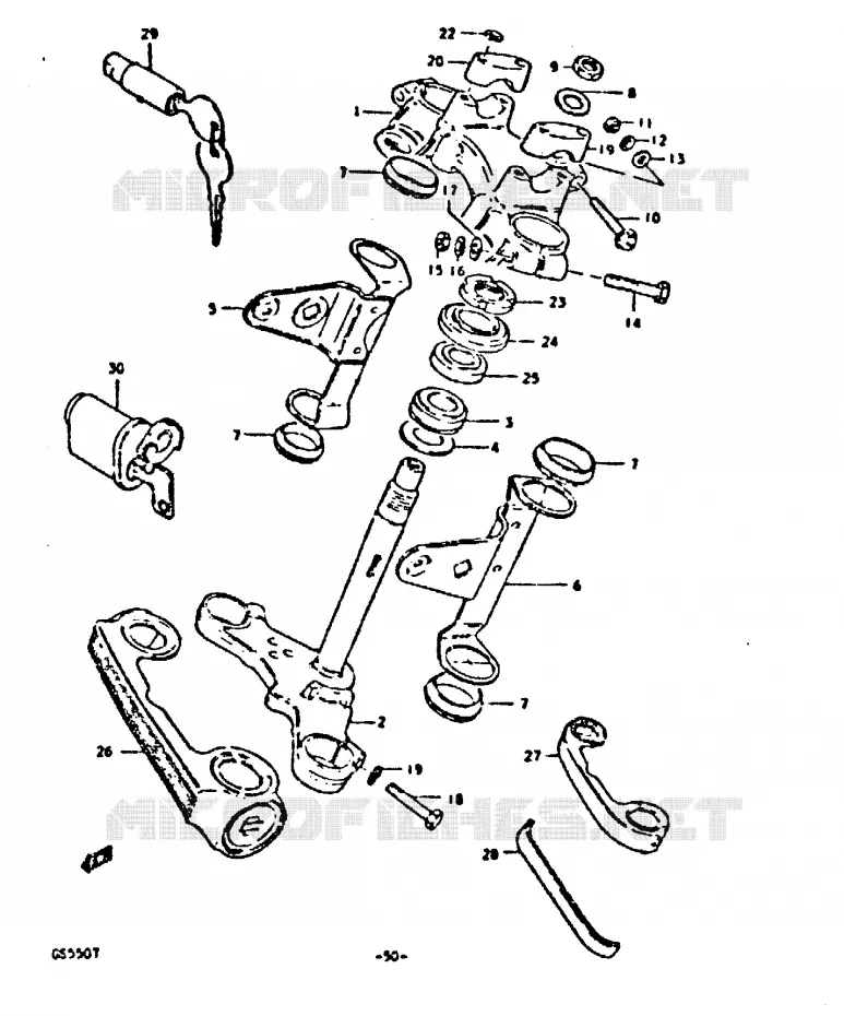 COLONNE DE DIRECTION (E15, E22, E26) Suzuki MOTO 550 GS 1980  GS550ET(T)