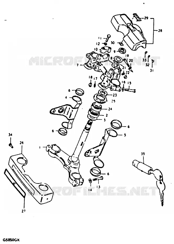 COLONNE DE DIRECTION (E22, E25, E26) Suzuki MOTO 850 GS 1981  GS850GX(T/X)