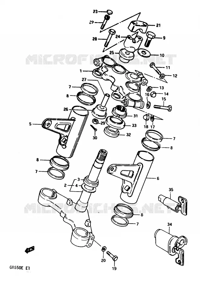 COLONNE DE DIRECTION (GR650D/E) Suzuki MOTO 650 TEMPTER 1983  GR650XD(D/E)