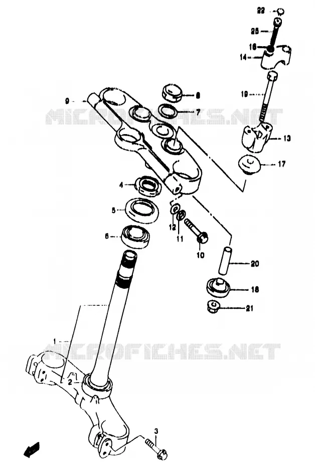 COLONNE DE DIRECTION (GSF1200SAV/SAW/SAX/SAY) Suzuki MOTO 1200 BANDIT 1999  GSF1200SAX(T/V/W/X/Y)