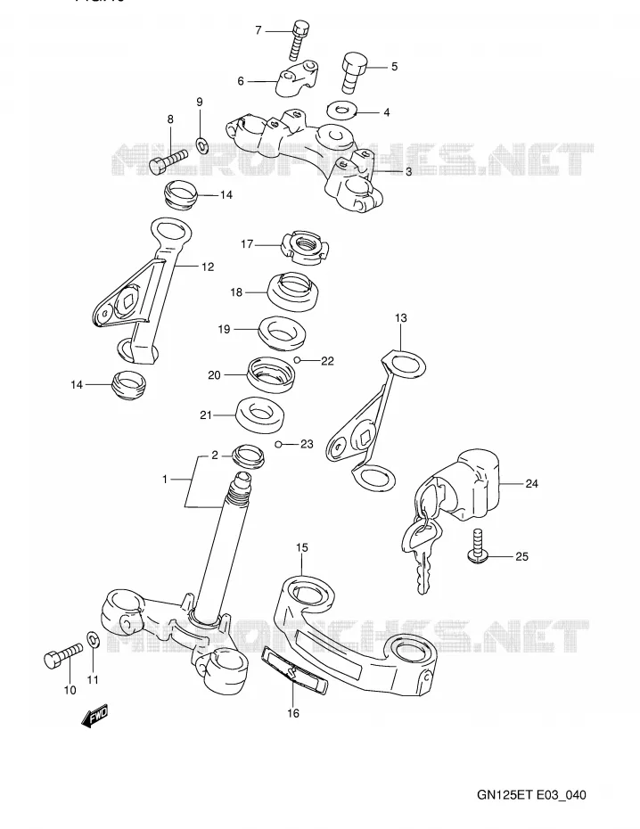 COLONNE DE DIRECTION (MODELE T) Suzuki MOTO 125 GN 1995  GN125ES(E3)