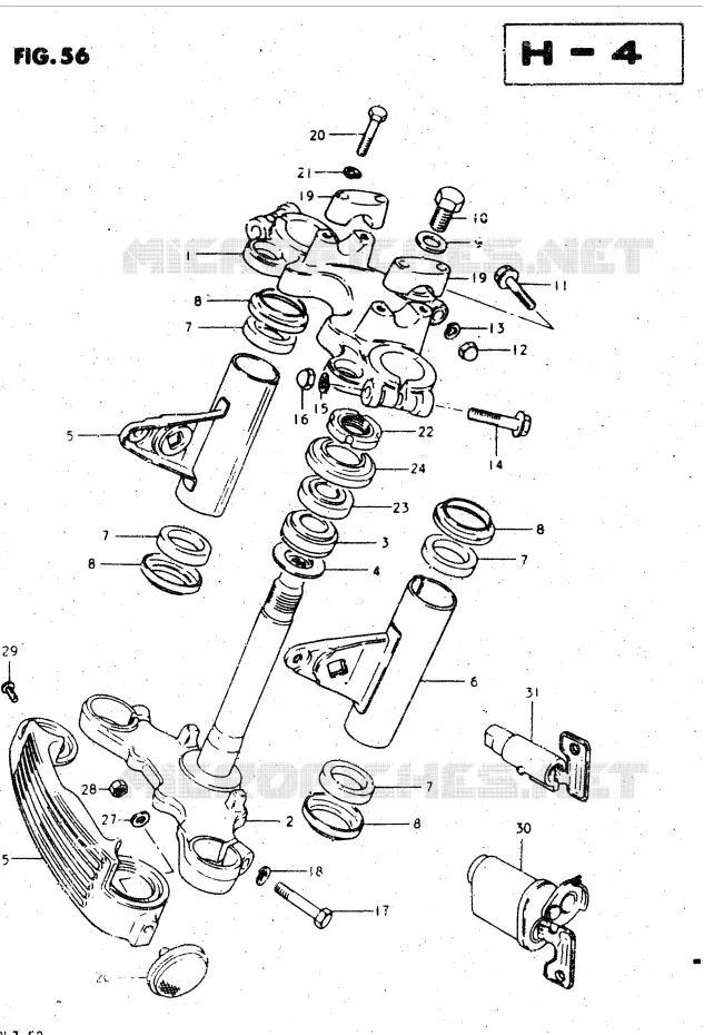 COLONNE DE DIRECTION (MODELE T, X) Suzuki MOTO 450 GS-L 1982  GS450LZ(E2)