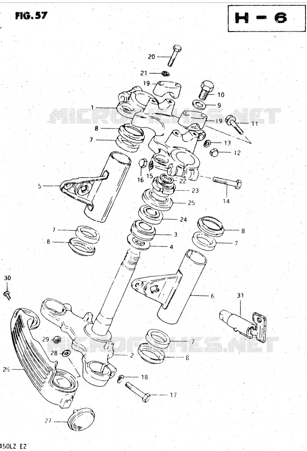 COLONNE DE DIRECTION (MODELE Z) Suzuki MOTO 450 GS-L 1996  GS450LT(E2)