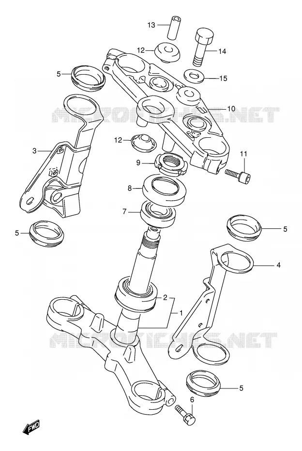 COLONNE DE DIRECTION Suzuki MOTO 500 GS-E 2001  GS500HUK1(E2)
